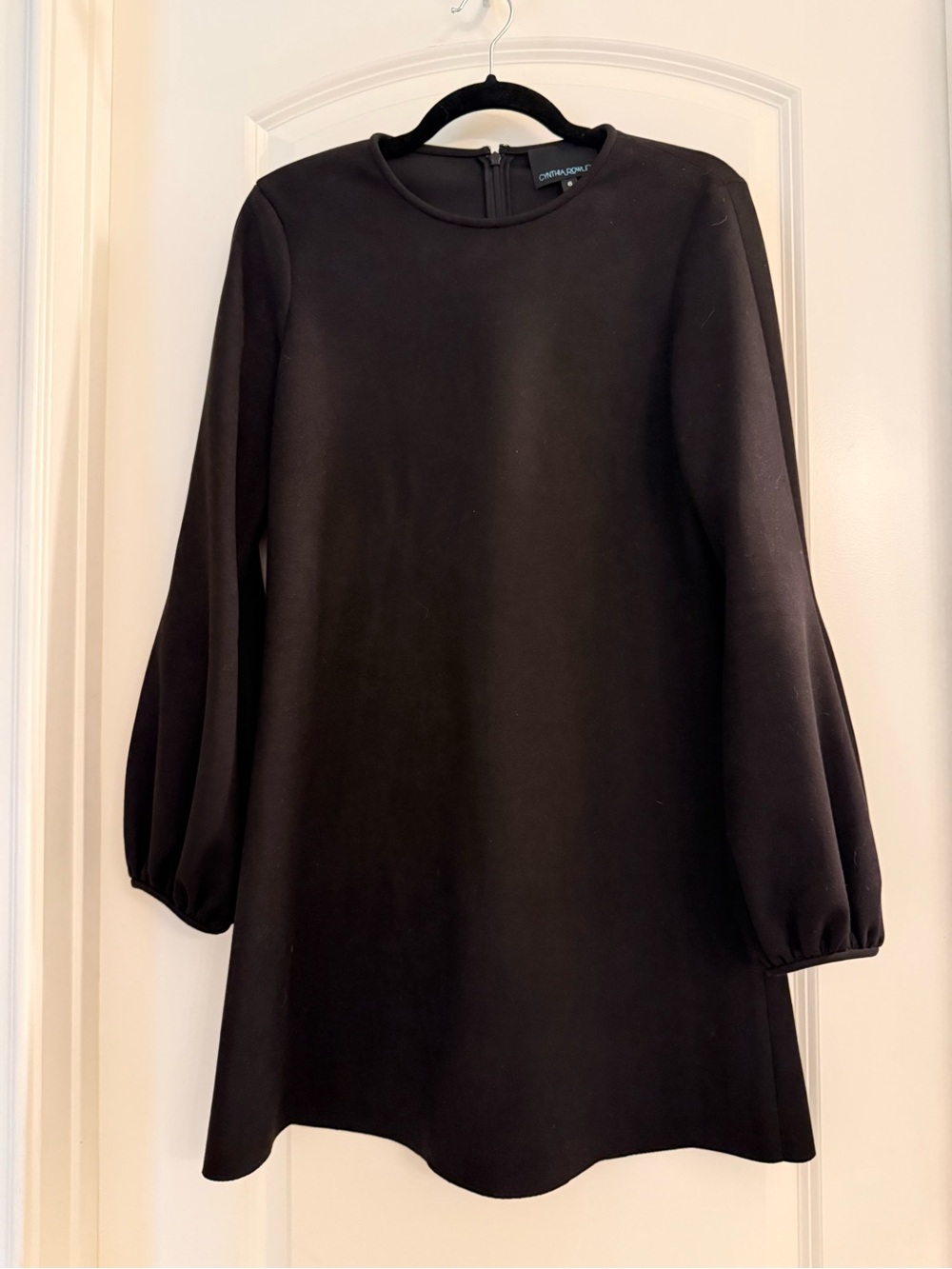 Cynthia Rowley Black Long-Sleeve A-Line Dress with Balloon Sleeves